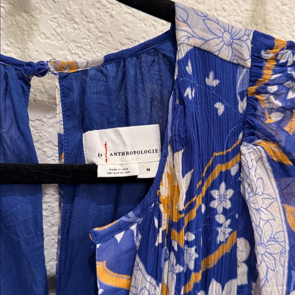 Anthropologie Somerset Jumpsuit Chiffon Edition Floral Blue Motif - LONG - Picture 5 of 5